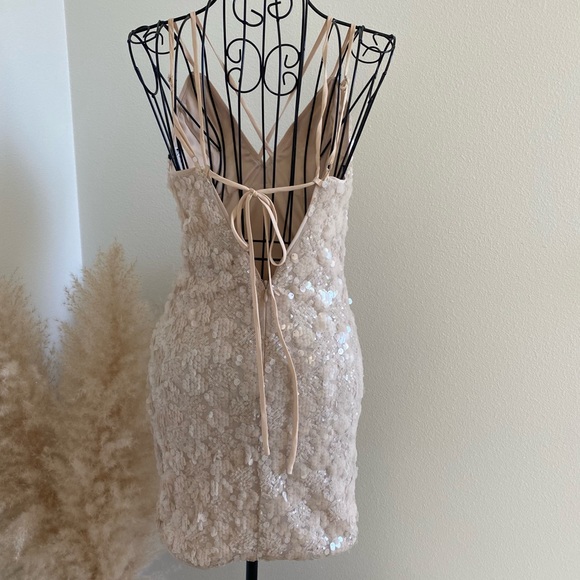 SOLD Forever 21 Nude Blush Sequin Spaghetti Strap Dress - Picture 2 of 8